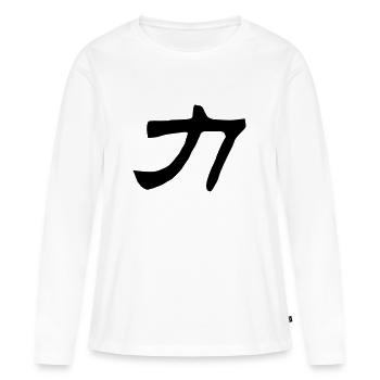 Chinesische Worte: Kraft - Frauen Premium Bio Langarmshirt - Weiß - Vorne - Julia (174cm)