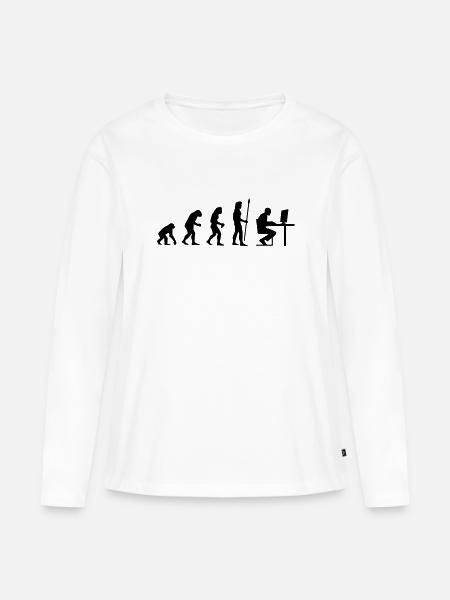 evolution_pc_3 - Frauen Premium Bio Langarmshirt - Weiß