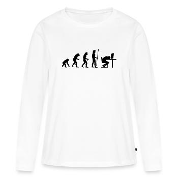 evolution_pc_4 - Frauen Premium Bio Langarmshirt - Weiß - Vorne - Julia (174cm)