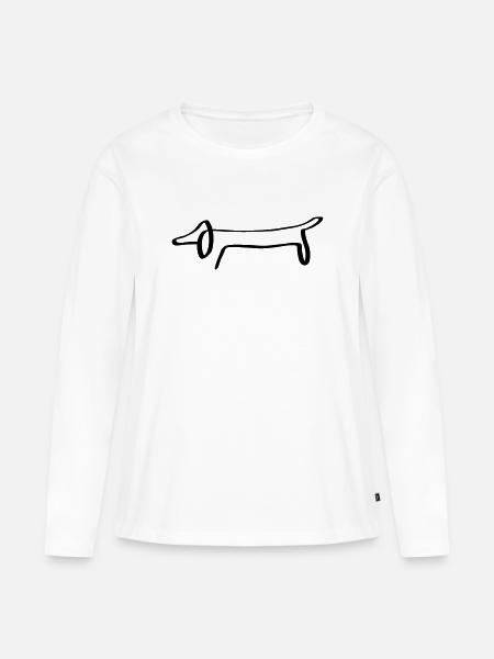 Linien Dackel - Frauen Premium Bio Langarmshirt - Weiß