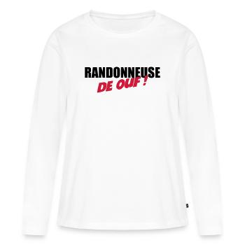 Randonneuse de ouf ! - T-shirt manches longues Premium bio Femme - blanc - Devant - Julia (174cm)