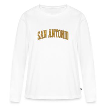 San Antonio Vintage Arc - Frauen Premium Bio Langarmshirt - Weiß - Vorne - Julia (174cm)