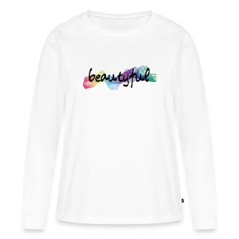 beautyful wunderschön - Frauen Premium Bio Langarmshirt - Weiß - Vorne - Julia (174cm)