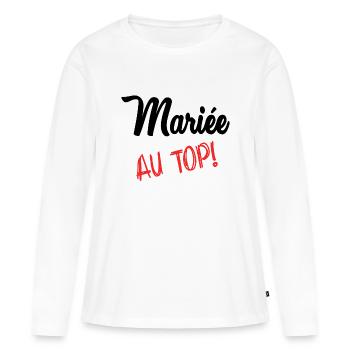 FUTURE MARIEE - T-shirt manches longues Premium bio Femme - blanc - Devant - Julia (174cm)