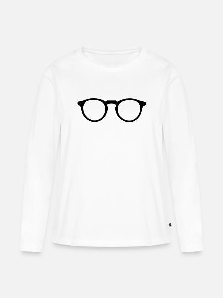 Brille - Frauen Premium Bio Langarmshirt - Weiß
