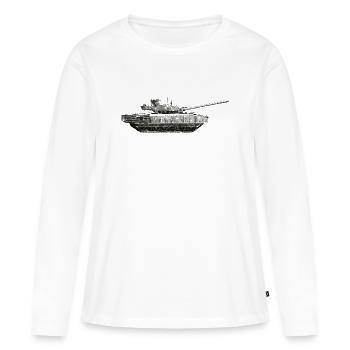 Silhouette de char monochrome - T-shirt manches longues Premium bio Femme - blanc - Devant - Julia (174cm)