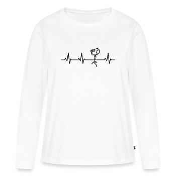 Battement de cœur de batterie - T-shirt manches longues Premium bio Femme - blanc - Devant - Julia (174cm)
