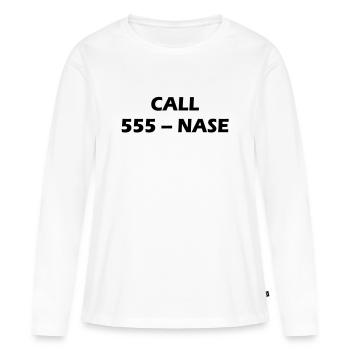 CALL 555 - NEZ - T-shirt manches longues Premium bio Femme - blanc - Devant - Julia (174cm)