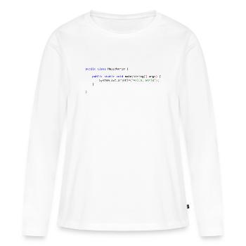 Hello World in Java - Frauen Premium Bio Langarmshirt - Weiß - Vorne - Julia (174cm)