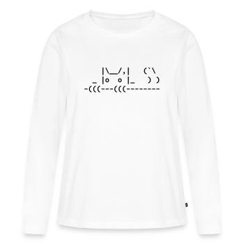 chat ascii mignon - chat ascii mignon - T-shirt manches longues Premium bio Femme - blanc - Devant - Julia (174cm)