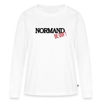 Normand de ouf (noir) - T-shirt manches longues Premium bio Femme - blanc - Devant - Julia (174cm)