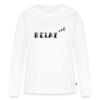 Relax - Frauen Premium Bio Langarmshirt - Weiß - Vorne - Julia (174cm)
