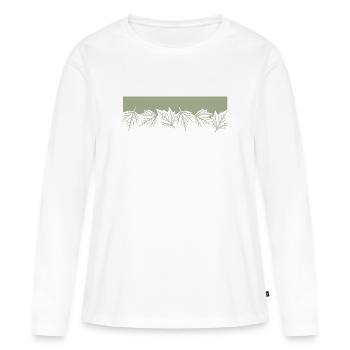 Natur Blätter Laub Wald Leaf - Frauen Premium Bio Langarmshirt - Weiß - Vorne - Julia (174cm)