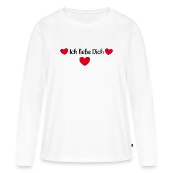 rotes Herz rot Herzen rot Herz - Frauen Premium Bio Langarmshirt - Weiß - Vorne - Julia (174cm)