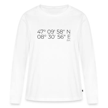 Coordonnées du train - T-shirt manches longues Premium bio Femme - blanc - Devant - Julia (174cm)