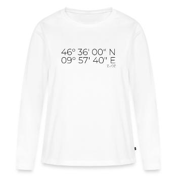 Coordonnées : Zuoz, Grisons, Suisse - T-shirt manches longues Premium bio Femme - blanc - Devant - Julia (174cm)