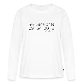Coordonnées : Landquart, Grisons, Suisse - T-shirt manches longues Premium bio Femme - blanc - Devant - Julia (174cm)