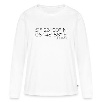 Coordonnées Duisbourg - T-shirt manches longues Premium bio Femme - blanc - Devant - Julia (174cm)