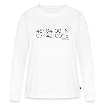 coordonnées Turin, Italie - T-shirt manches longues Premium bio Femme - blanc - Devant - Julia (174cm)