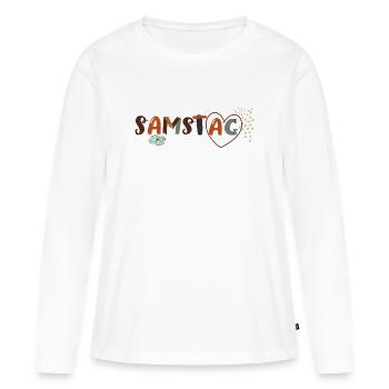 Samedi en semaine - T-shirt manches longues Premium bio Femme - blanc - Devant - Julia (174cm)
