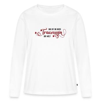 Mariage de la demoiselle d’honneur Meilleure amie Sœur - T-shirt manches longues Premium bio Femme - blanc - Devant - Julia (174cm)