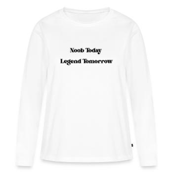 Noob aujourd’hui, Legend Tomorrow - T-shirt manches longues Premium bio Femme - blanc - Devant - Julia (174cm)