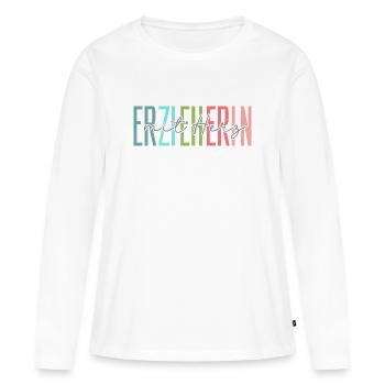 Erzieherin mit Herz Geschenk - Frauen Premium Bio Langarmshirt - Weiß - Vorne - Julia (174cm)
