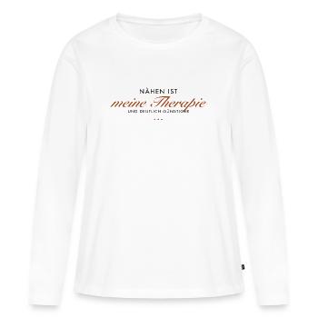 Nähen ist Therapie – günstig - Frauen Premium Bio Langarmshirt - Weiß - Vorne - Julia (174cm)