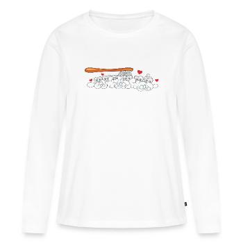 Dents Brosse à dents Soins dentaires Fun - T-shirt manches longues Premium bio Femme - blanc - Devant - Julia (174cm)