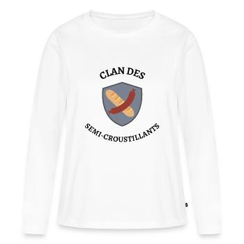 Clan des semi-croustillants - T-shirt manches longues Premium bio Femme - blanc - Devant - Julia (174cm)