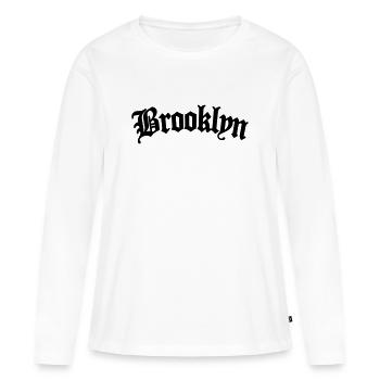 Brooklyn - T-shirt manches longues Premium bio Femme - blanc - Devant - Julia (174cm)