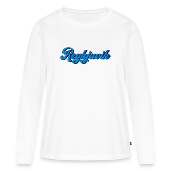 Reykjavik Blau Script Logo - Frauen Premium Bio Langarmshirt - Weiß - Vorne - Julia (174cm)