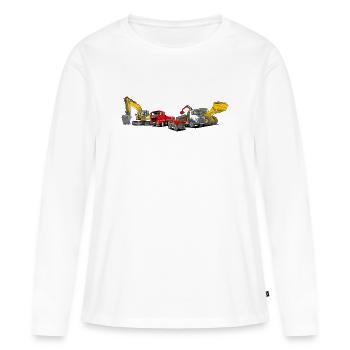 Flotte d’engins de chantier - T-shirt manches longues Premium bio Femme - blanc - Devant - Julia (174cm)