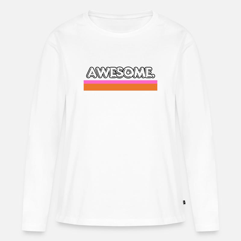 Toller Retro-Streifen - Frauen Premium Bio Langarmshirt - Weiß