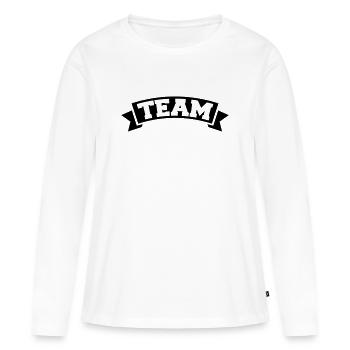 Équipe - T-shirt manches longues Premium bio Femme - blanc - Devant - Julia (174cm)