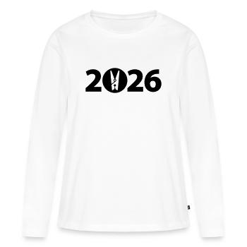 Pince à linge, lessive 2026 - T-shirt manches longues Premium bio Femme - blanc - Devant - Julia (174cm)