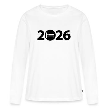 Sleep 2026, sleep in 2026 - Women's Premium Organic Long Sleeve Shirt - white - Front - Julia (174cm)