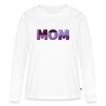 Mom Patchwork FontTypography Purple Statement - Women's Premium Organic Long Sleeve Shirt - white - Front - Julia (174cm)