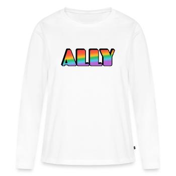 Ally Rainbow Letters - Frauen Premium Bio Langarmshirt - Weiß - Vorne - Julia (174cm)