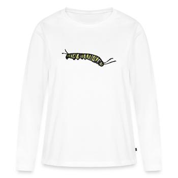 Gestreifte gelbe Raupe - Frauen Premium Bio Langarmshirt - Weiß - Vorne - Julia (174cm)