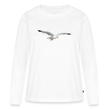 fliegende moewe urlaub fliegen - Frauen Premium Bio Langarmshirt - Weiß - Vorne - Julia (174cm)