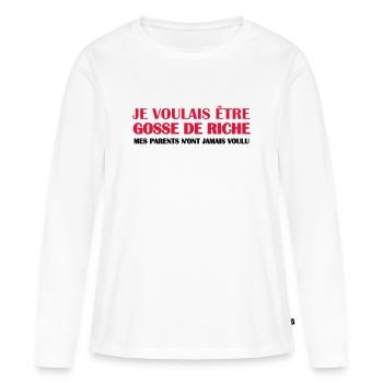 Gosse de riche - T-shirt manches longues Premium bio Femme - blanc - Devant - Julia (174cm)
