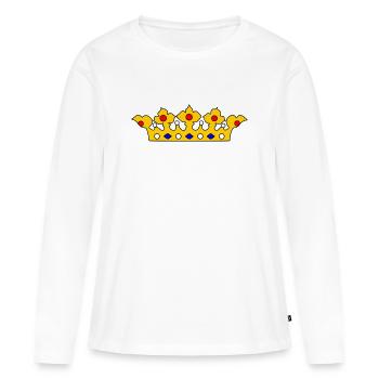 Couronne d’or avec perles - T-shirt manches longues Premium bio Femme - blanc - Devant - Julia (174cm)