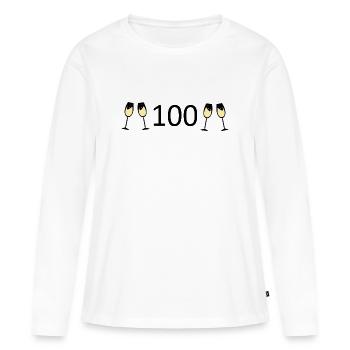 100e anniversaire 100e anniversaire 100 Numéro 100 - T-shirt manches longues Premium bio Femme - blanc - Devant - Julia (174cm)