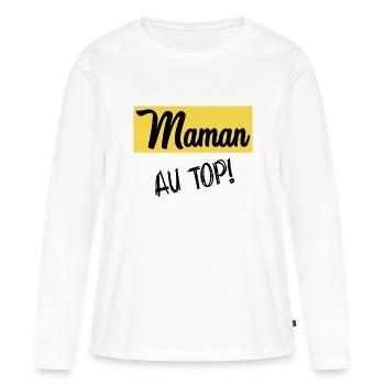 FÊTE DES MÈRES - T-shirt manches longues Premium bio Femme - blanc - Devant - Julia (174cm)