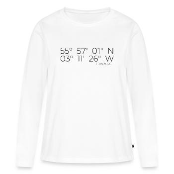 Coordonnées : Édimbourg, Écosse - T-shirt manches longues Premium bio Femme - blanc - Devant - Julia (174cm)