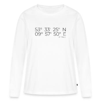 Coordonnées St. Pauli Hambourg - T-shirt manches longues Premium bio Femme - blanc - Devant - Julia (174cm)