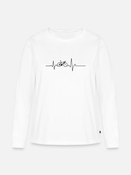 Fahrrad Herzschlag – EKG Radfahrer - Frauen Premium Bio Langarmshirt - Weiß