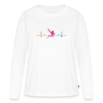 Boulderer Herzschlag Boulder Bouldern - Frauen Premium Bio Langarmshirt - Weiß - Vorne - Julia (174cm)