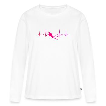 Idée cadeau pour un apnéiste avec Scuba Diving - T-shirt manches longues Premium bio Femme - blanc - Devant - Julia (174cm)